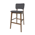 Mid-Century Modern Bar Chair Set with Rubberwood Frame - Charcoal