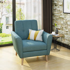 Mid Century Fabric Channel Stitch Club Chair with Channel Stitch Detail - Blue