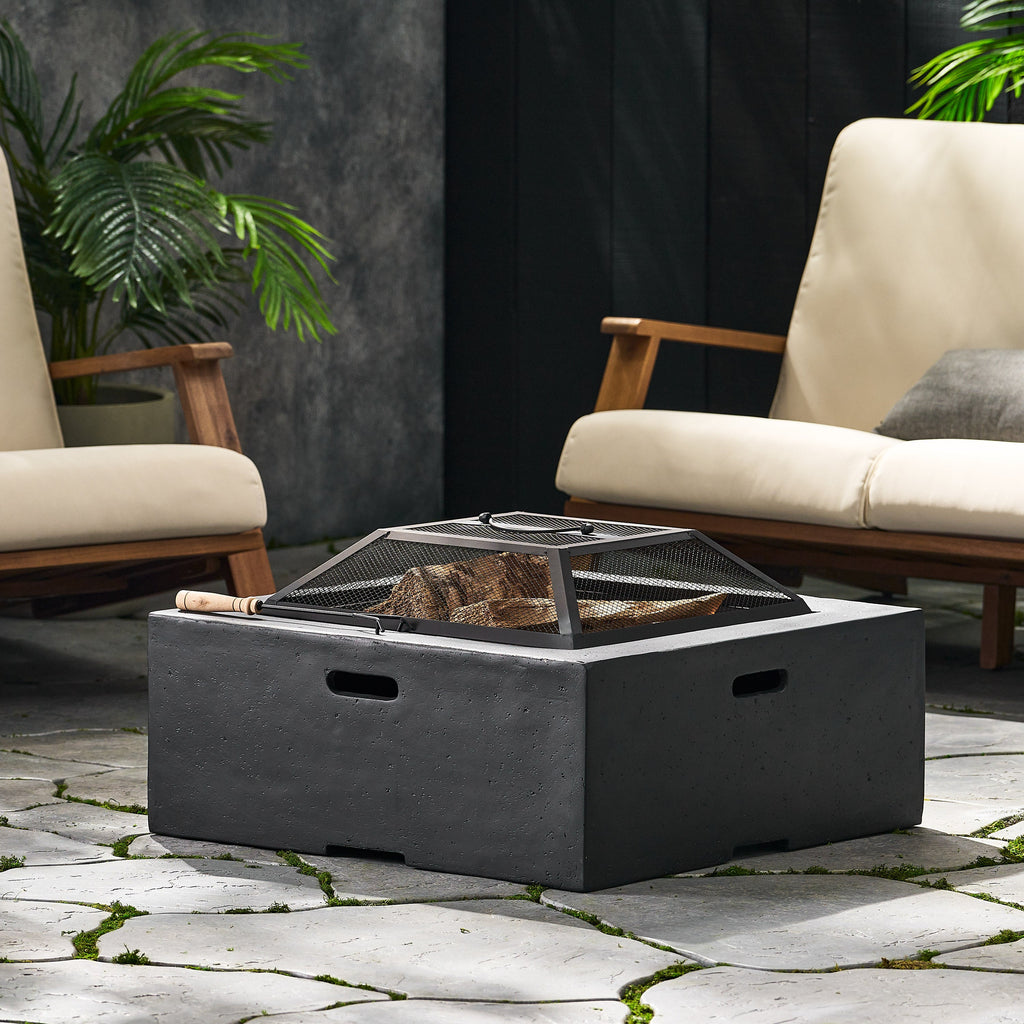 Outdoor 29" Square Wood-Burning Fire Pit