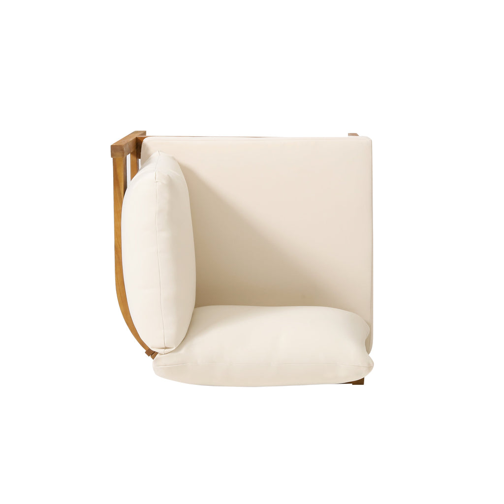Brooklyn 3-Pieces Patio Conversation Set with Acacia Wood - Teak & Beige