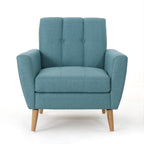 Mid Century Fabric Channel Stitch Club Chair with Channel Stitch Detail - Blue