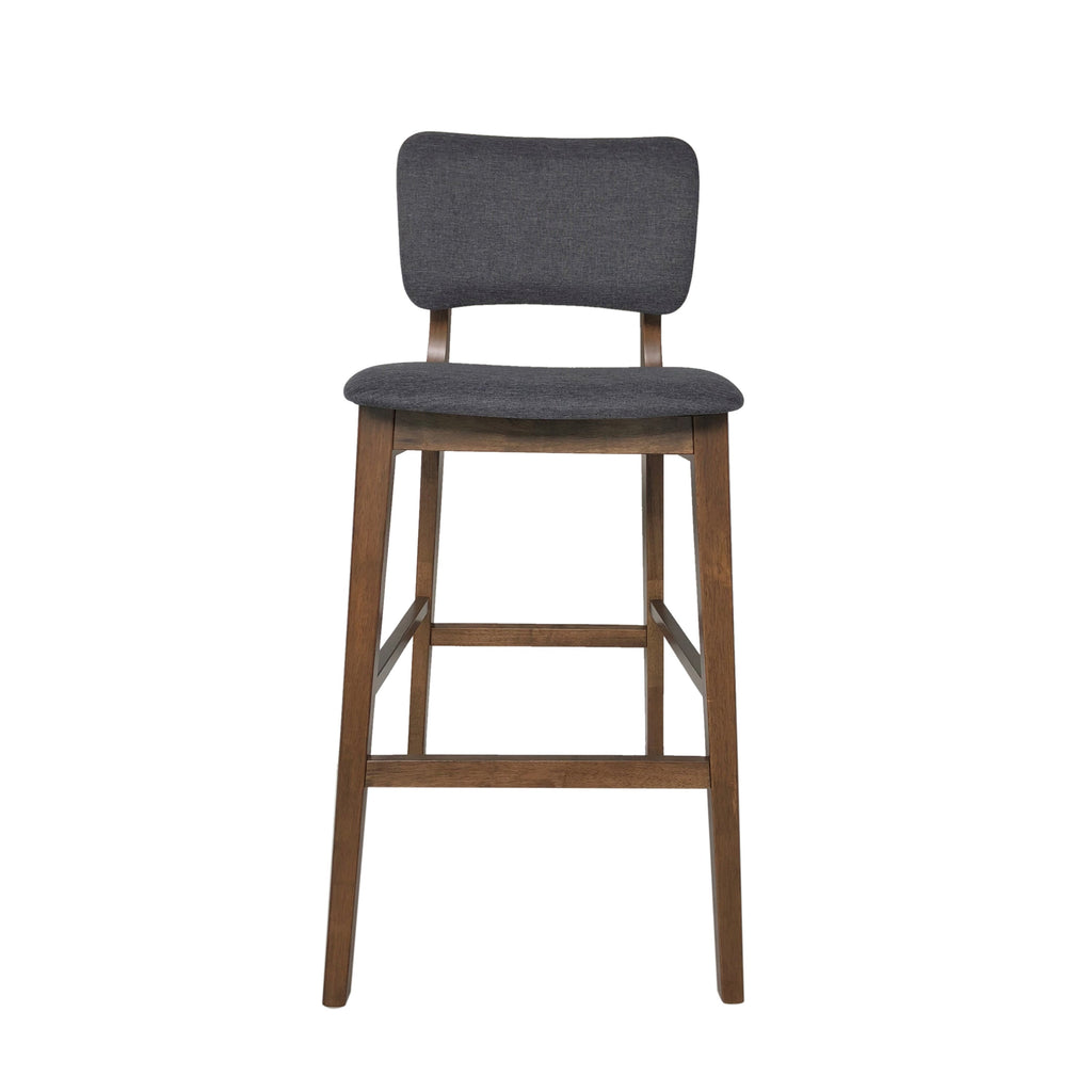 Mid-Century Modern Bar Chair Set with Rubberwood Frame - Charcoal