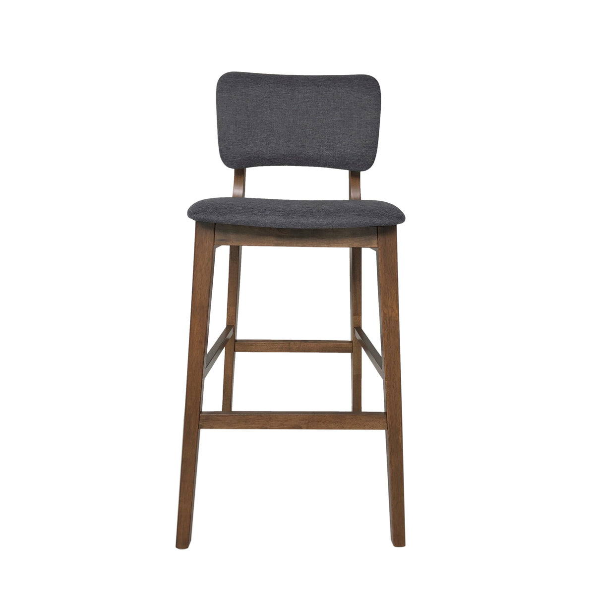 Mid-Century Modern Bar Chair Set with Rubberwood Frame - Charcoal