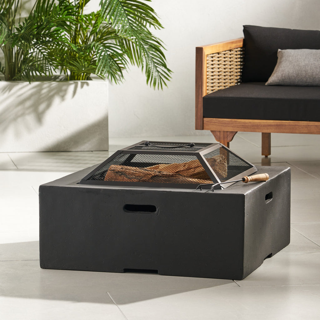 Outdoor 29" Square Wood-Burning Fire Pit