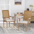 Upholstered Dining Chair with Cane Back - Beige or Light Grey