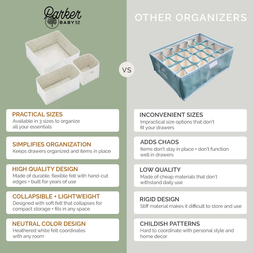 Parker Baby Co. Felt Drawer Organizers — 3-Piece Set