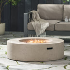 Outdoor Concrete Propane Fire Pit with 50,000 BTU - White