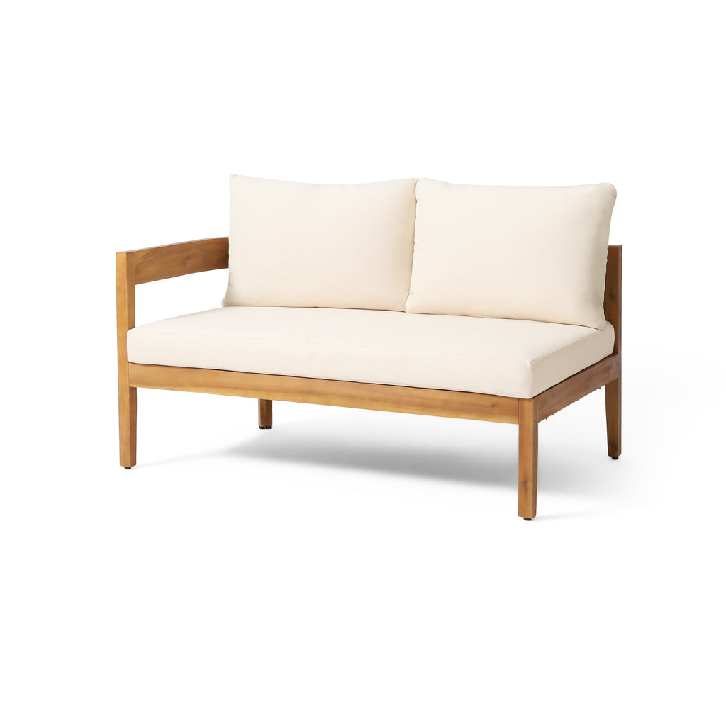 Brooklyn 3-Pieces Patio Conversation Set with Acacia Wood - Teak & Beige