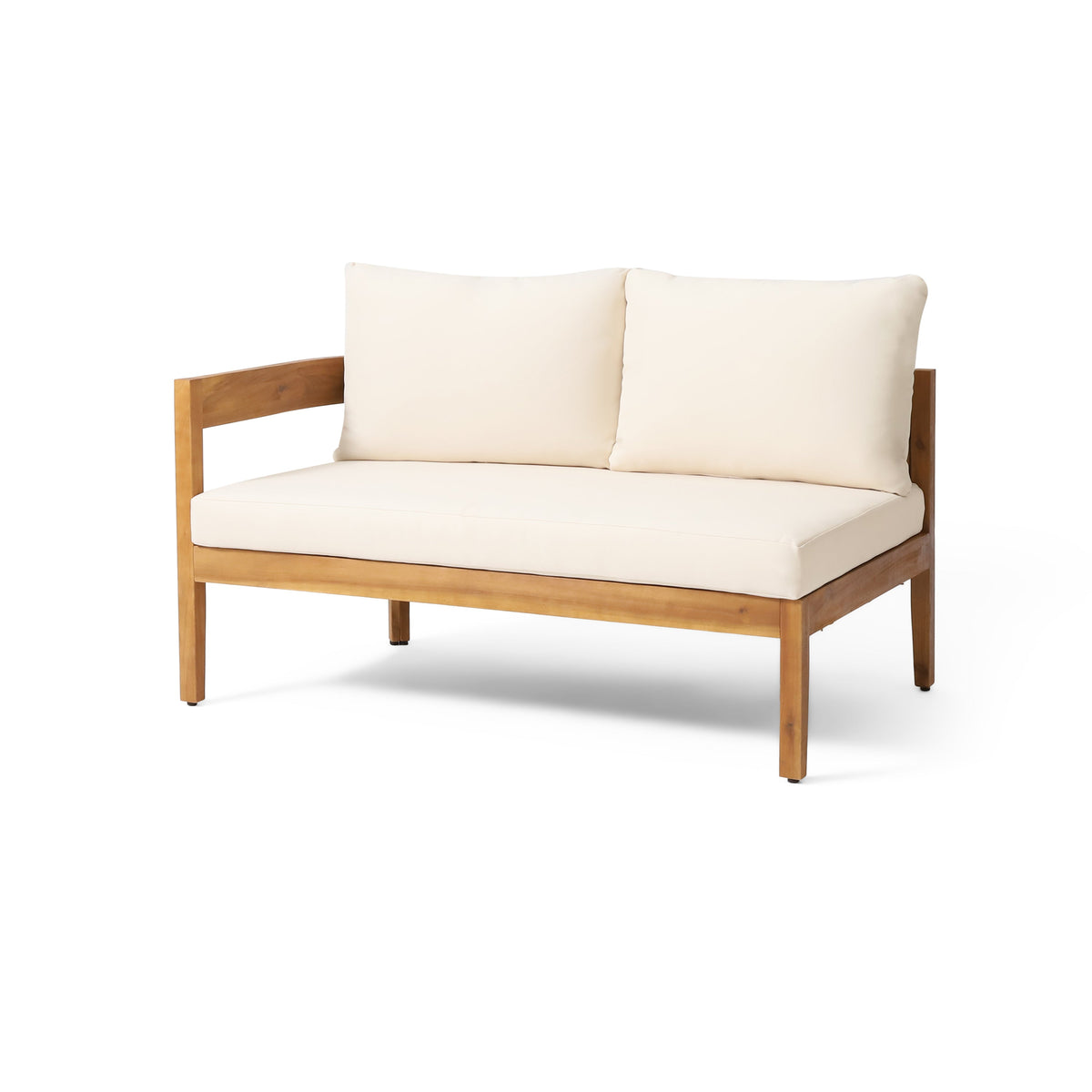Brooklyn 3-Pieces Patio Conversation Set with Acacia Wood - Teak & Beige