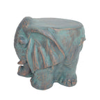 Elephant Garden Stool with Distressed Copper Patina Finish - Outdoor Accent Table