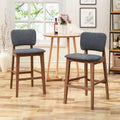 Mid-Century Modern Bar Chair Set with Rubberwood Frame - Charcoal