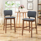 Mid-Century Modern Bar Chair Set with Rubberwood Frame - Charcoal